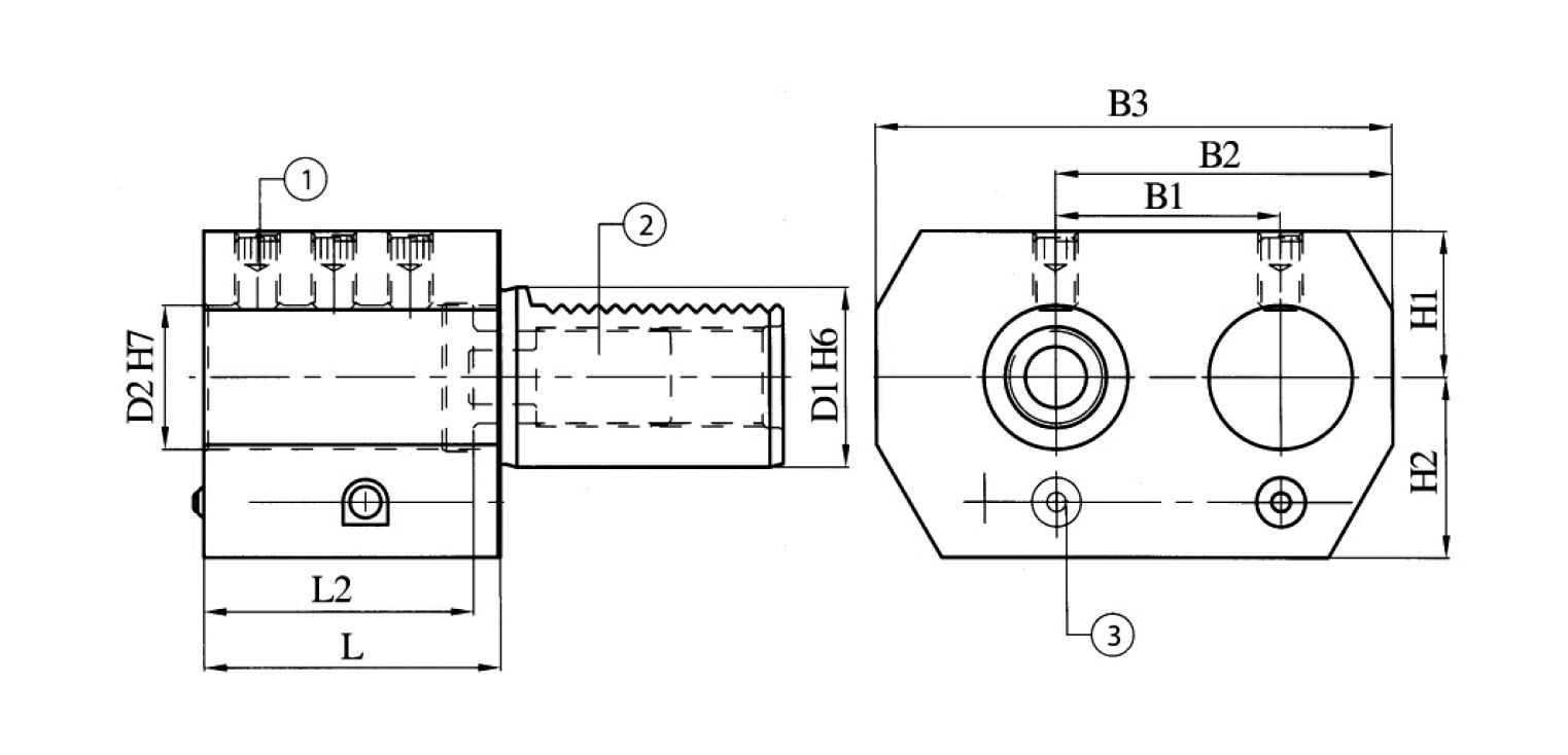 Portaherramientas de pinza derecha forma E7