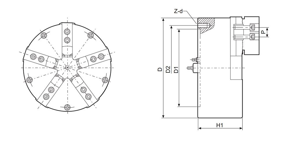 QS5-5 Jaw Solid Pneumatic Chuck (Built In)